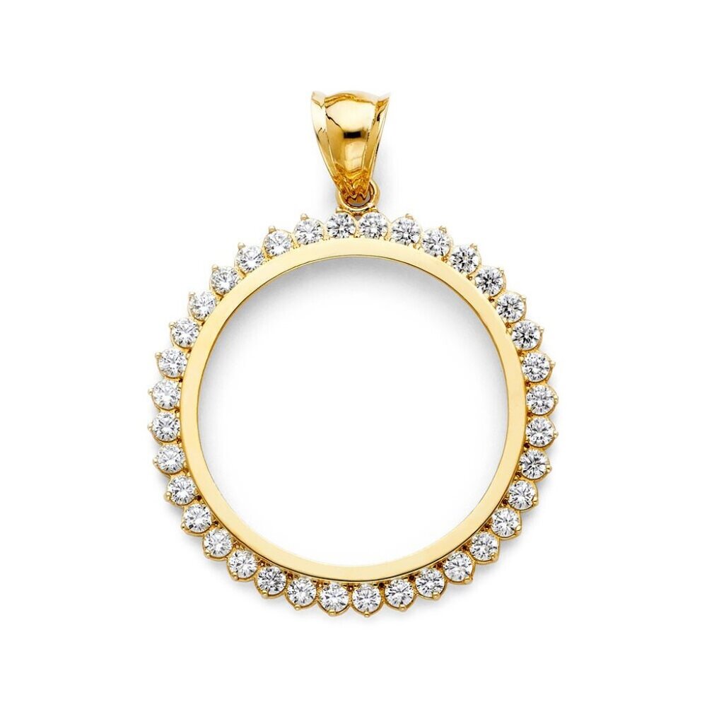 New 14k solid gold color 50 pesos Coin Bezel Frame pendant